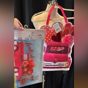 Valentine's Day Truck and Hearts Wall Hanging with mail box cover